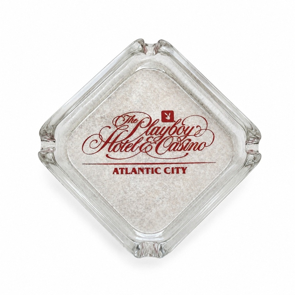 Vintage RARE Playboy Hotel Casino Atlantic City Ashtray Glass MCM Barware